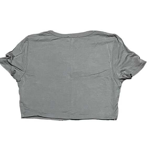 Naked Wardrobe Short Sleeve Crop Top T Shirt Sz Medium Womens Gray Soft Compress - Picture 2 of 5